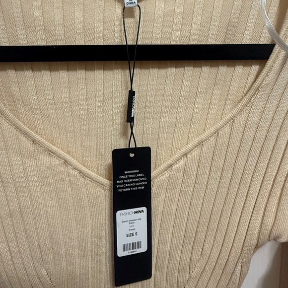 Fashion Nova Cream Long Sleeve Dress - Picture 2 of 4